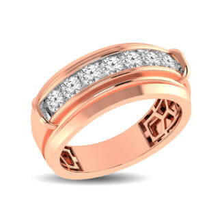 10K Rose Gold 1/2 Ct.tw Round Cut Diamond Men�s Wedding Band