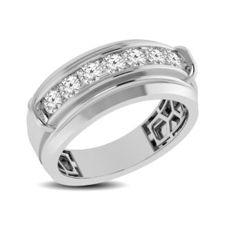 10K White Gold 1 Ct.tw Round Cut Diamond Men�s Wedding Band