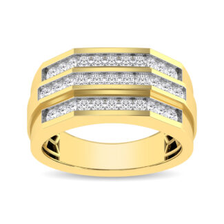 10K Yellow Gold 1/4 Ct.Tw. Diamond Triple Row Men�s Band