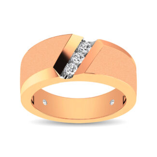 10K Rose Gold 1/10 Ct.Tw. Diamond Three Stone Men�s Band