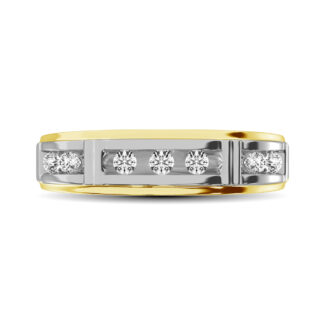 10K Two Tone Diamond 1/20 Ct.tw 7 Stone Ladies Band