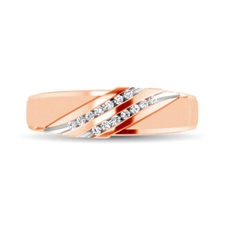 Diamond Accent 1/10 Ct.tw Ladies  Slant Wedding Band in 10K Rose Gold