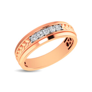 10K Rose Gold 1/4 Ct.Tw. Diamond Five Stone Men�s Band