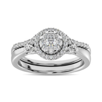 Diamond 1/2 Ct.Tw. Cluster Bridal Ring in 14K White Gold