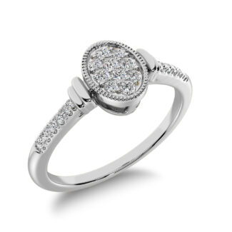 10K White Gold 1/8 Ct.tw Diamond Oval Shape Ring