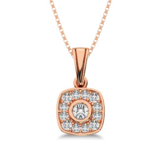 10K Rose Gold 1/6 Ct.Tw. Diamond Square Shape Pendant