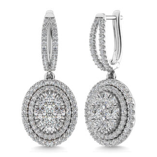 Diamond 2 1/10 Ct.Tw. Oval Shape Dangler Earring in 14K White Gold
