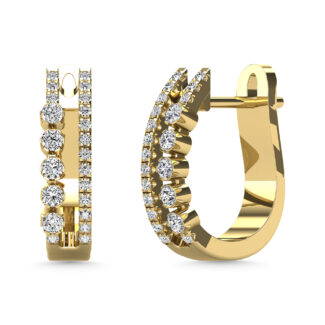 Diamond 1/4 Ct.Tw. Hoop Earrings in 14K Yellow Gold