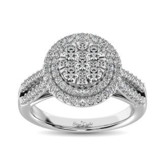 Diamond Double Halo Engagement Ring 1 Ct.tw in 14K White Gold