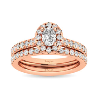 Diamond Classic Shank Single Halo Bridal Ring 1 Ct.tw Oval Cut in 14K Rose Gold