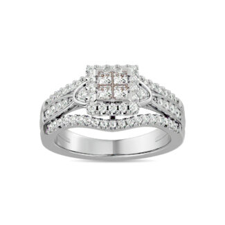 Diamond 3/4 Ct.tw Princess Head Engagement Ring  in 10K White Gold