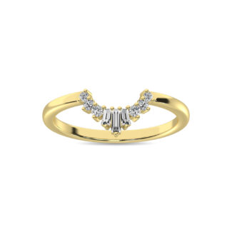 Diamond 1/6 Ct.tw Round and Baguette Fashion Ring  in 10K Yellow Gold