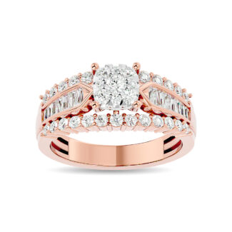 Diamond 1 Ct.tw Round Cut and Tapper Fashion Ring in 10K Rose Gold