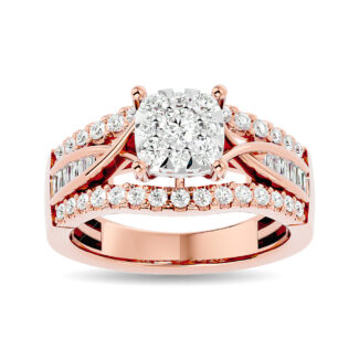 Diamond 1 Ct.tw Round Cut and Tapper Fashion Ring in 10K Rose Gold