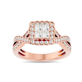 Diamond 1 Ct.tw Princess Head Engagement Ring in 14K Rose Gold
