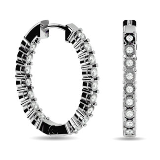 Diamond 5/8 Ct.tw Hoop Earrings in 10K White Gold