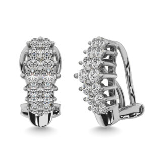 Diamond 3 Ct.tw Round Cut Pyramid Earrings in 14K White Gold