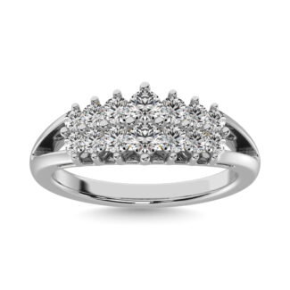 Diamond 1 1/2 Ct.tw Round Cut Pyramid Ring in 14K White Gold