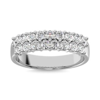 Diamond 1 Ct.tw Round Cut Two Row Ring in 14K White Gold