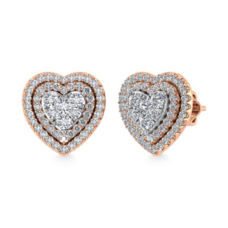 Diamond 7/8 Ct.Tw. Heart Earrings in 10K Rose Gold