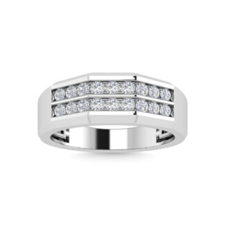 Diamond 1/2 Ct.Tw.Men�s Wedding Band in 10K White Gold