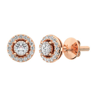 10K Rose Gold 1/6 Ct.Tw. Diamond Halo Earrings