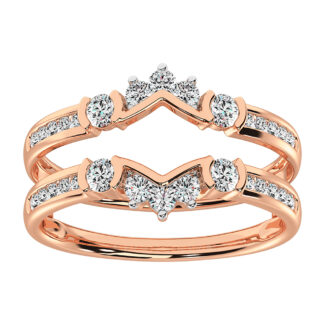 10K Rose Gold 1/2 Ct.Tw. Diamond Chevron Guard Ring