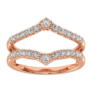 14K Rose Gold 1/2 Ct.Tw. Diamond Chevron Guard Ring