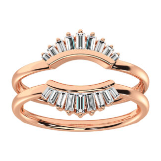 14K Rose Gold 1/4 Ct.Tw. Diamond Baguette Set Chevron Guard Ring