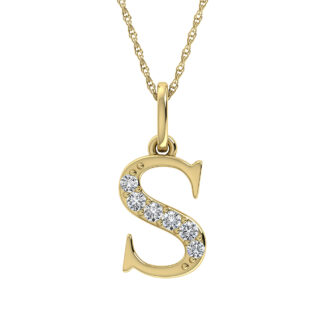 Diamond 1/20 Ct.Tw. Letter S Pendant in 10K Yellow Gold