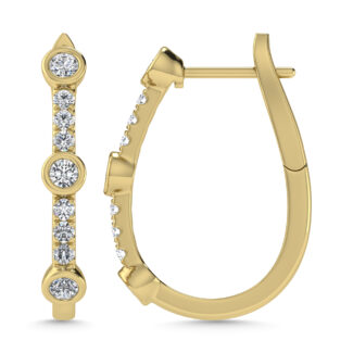 Diamond 3/4 Ct.Tw. Hoop Earrings in 10K Yellow Gold