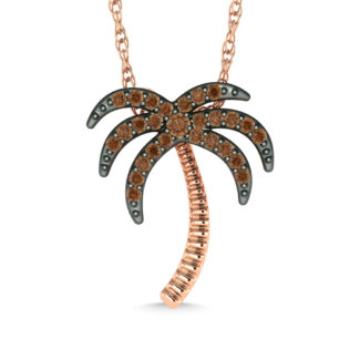 Diamond 1/10 Ct.Tw. & Color Stone Palm Tree Pendant in 10K Rose Gold