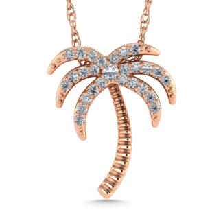 Diamond 1/10 Ct.Tw. Palm Tree Pendant in 10K Rose Gold