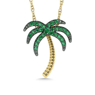 Diamond 1/10 Ct.Tw. & Color Stone Palm Tree Pendant in 10K Yellow Gold