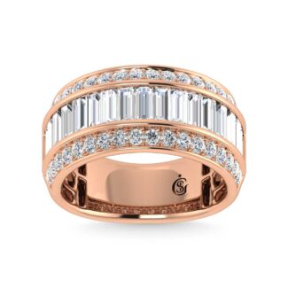 14K Rose Gold Lab Grown Diamond 3 Ct.Tw. Slim Baguette Band