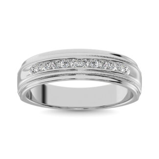 10K White Gold 1 Ct.Tw. Diamond Men?s Machine Band