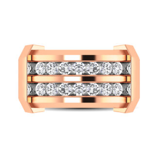 10K Rose Gold 1/5 Ct.tw Round Cut Diamond Men?s Wedding Band